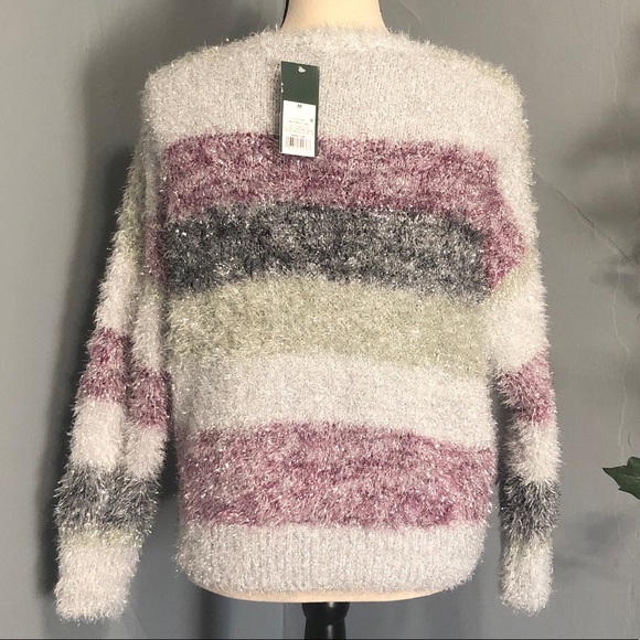 WILD FABLE Fuzzy Purple Glitter Long Sleeve Sweatr - Picture 4 of 5